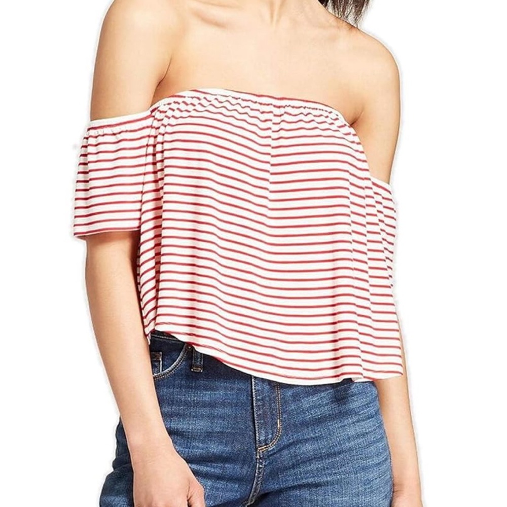 Mossimo Striped Off the Shoulder Crop Top